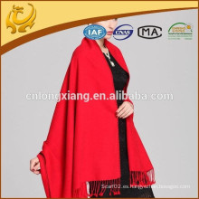 Diseño Personalizado Cepillado Tecnología Color Rojo 100% Bufandas de seda Pashmina Seda